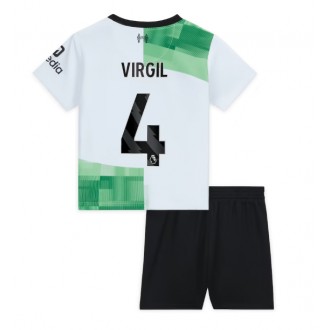 Liverpool Virgil van Dijk #4 Bortaställ Barn 2023-24 Korta ärmar (+ Korta byxor)